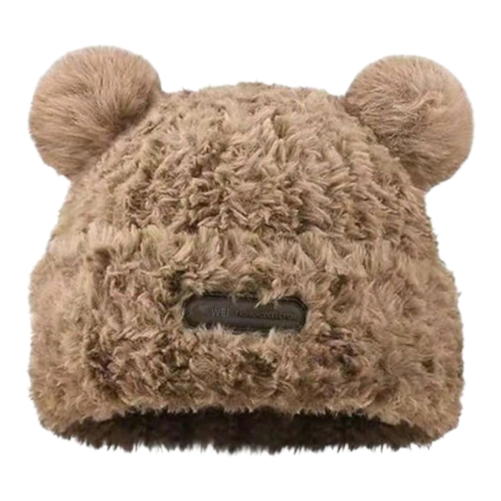 Cozy Brown Fuzzy Bear Ears Hat